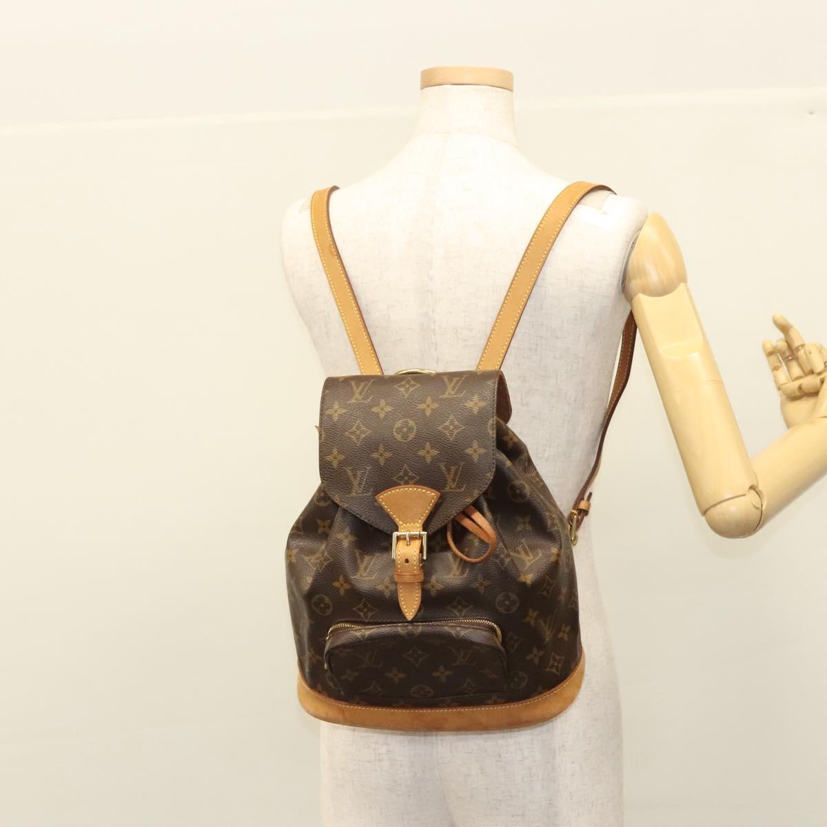 Louis Vuitton Montsouris MM, Brown, Canvas, backpack