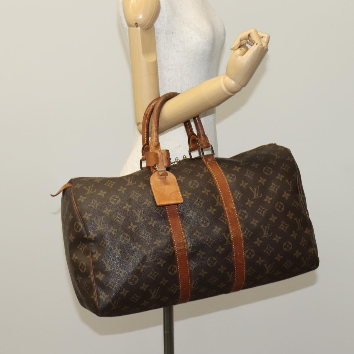 Louis Vuitton Keepall 45, Brown, Canvas, travel