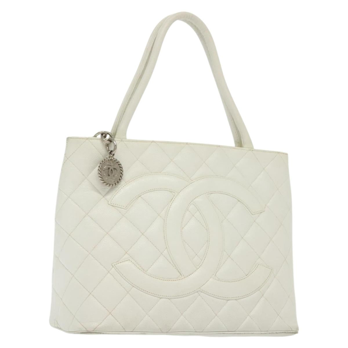 Chanel Medaillon, White, Leather, tote