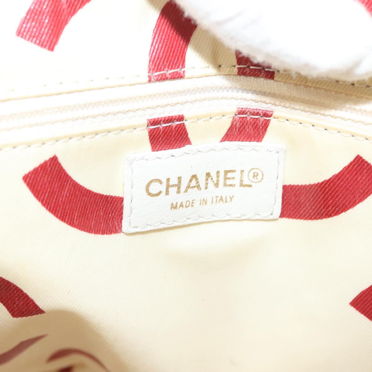 Chanel Logo CC, White, Canvas, shoulder