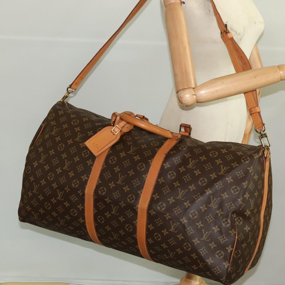 Louis Vuitton Keepall Bandoulière 60, Brown, Canvas, travel