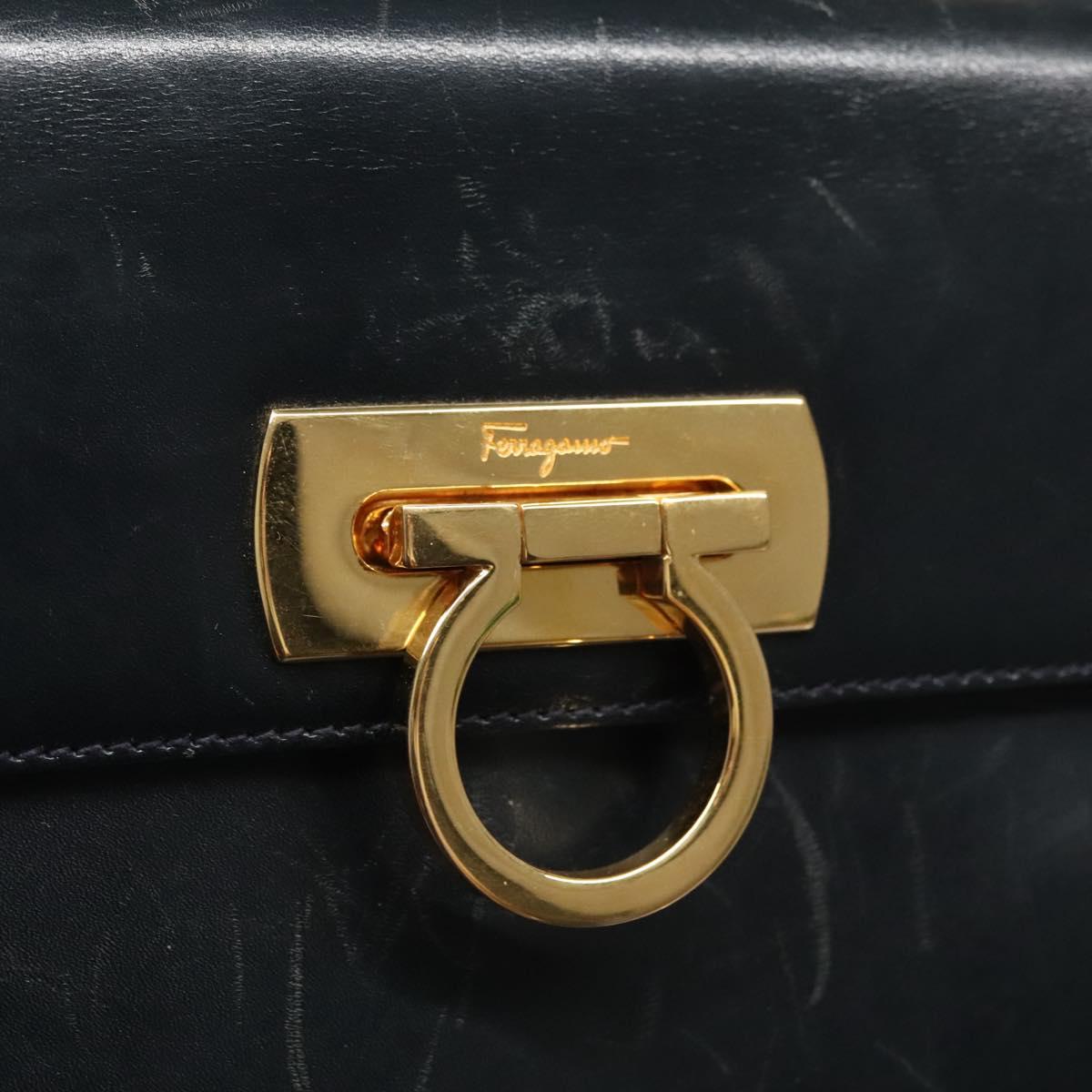 Salvatore Ferragamo Gancini, Black, Leather, handbag