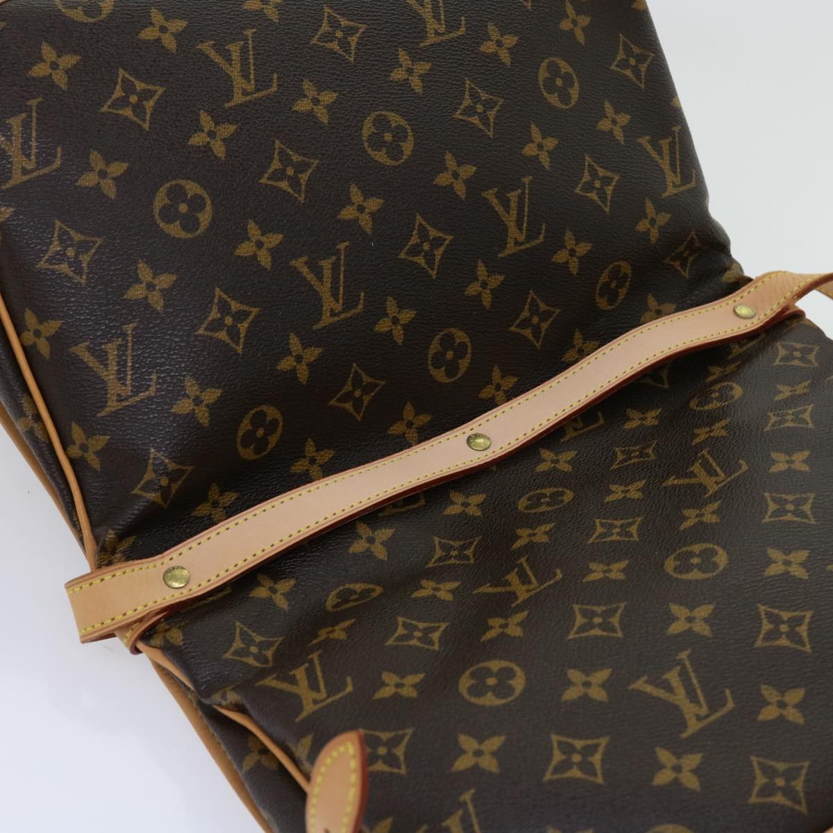 Louis Vuitton Saumur, Brown, Canvas, shoulder