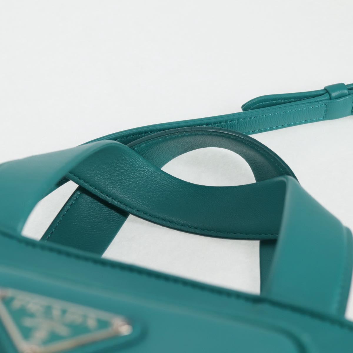 Prada Triangle Logo, Blue, Leather, handbag