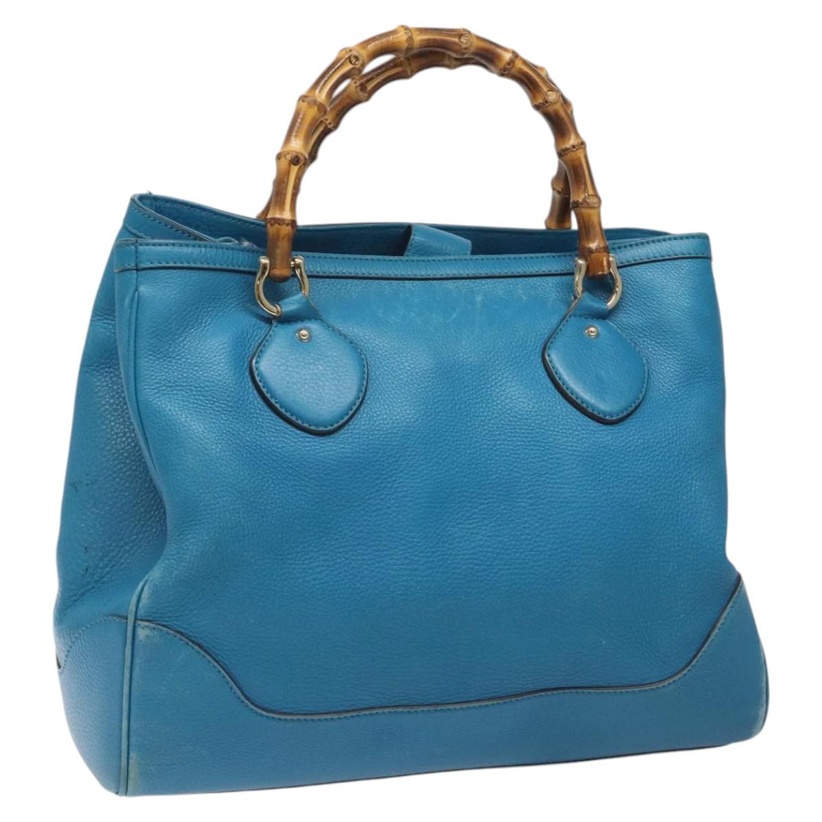 Gucci Bamboo, Blue, Leather, handbag