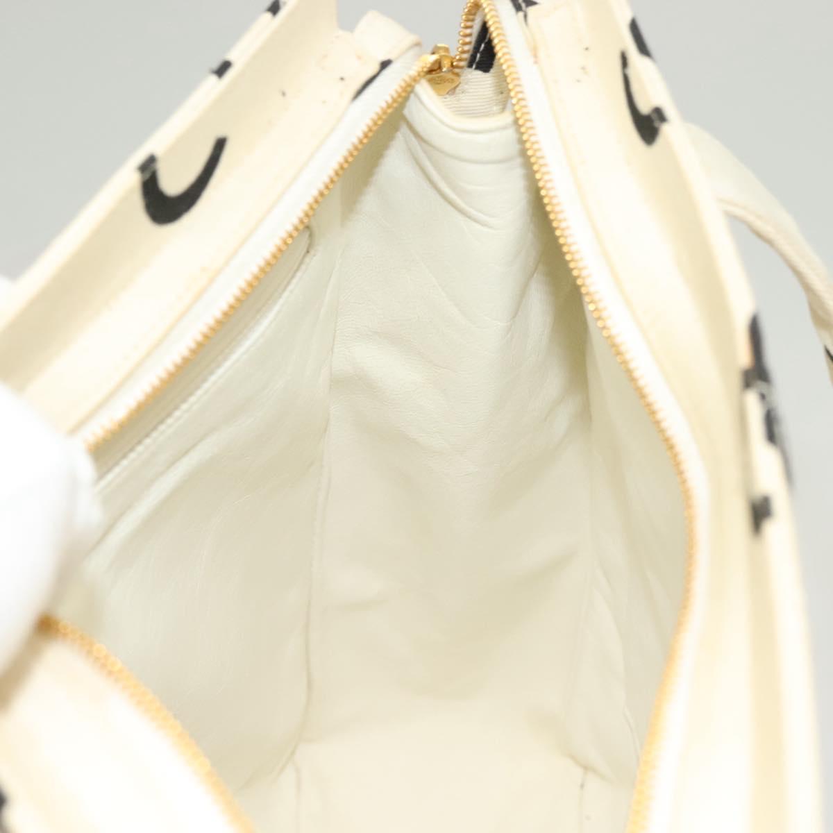 Chanel Cc, White, Canvas, tote