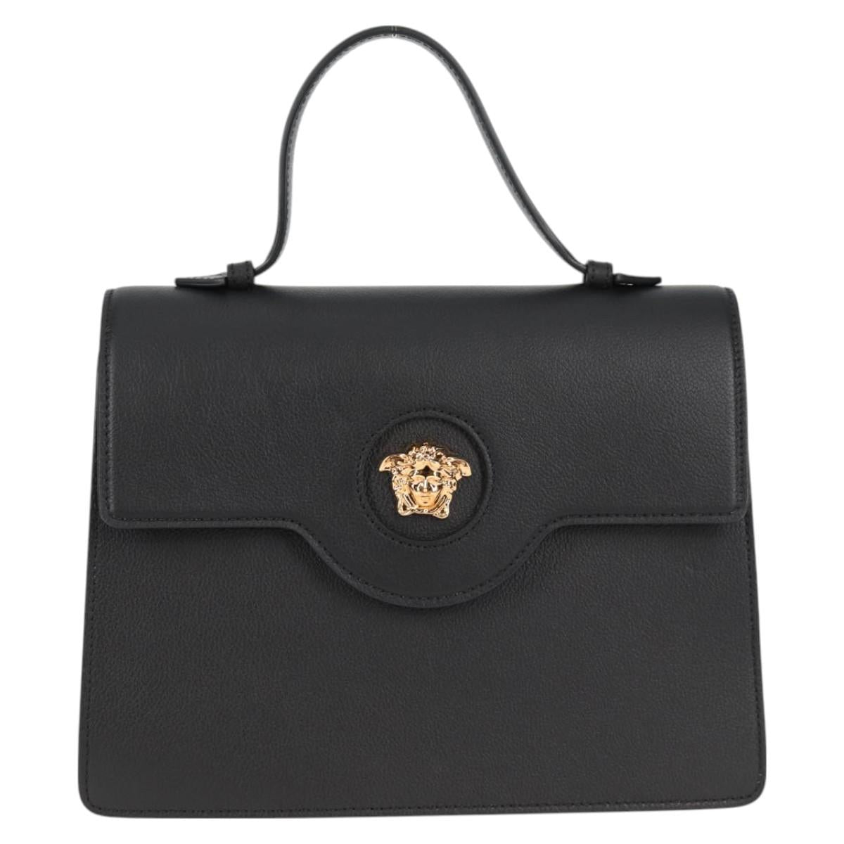 Versace Medusa, Black, Leather, handbag