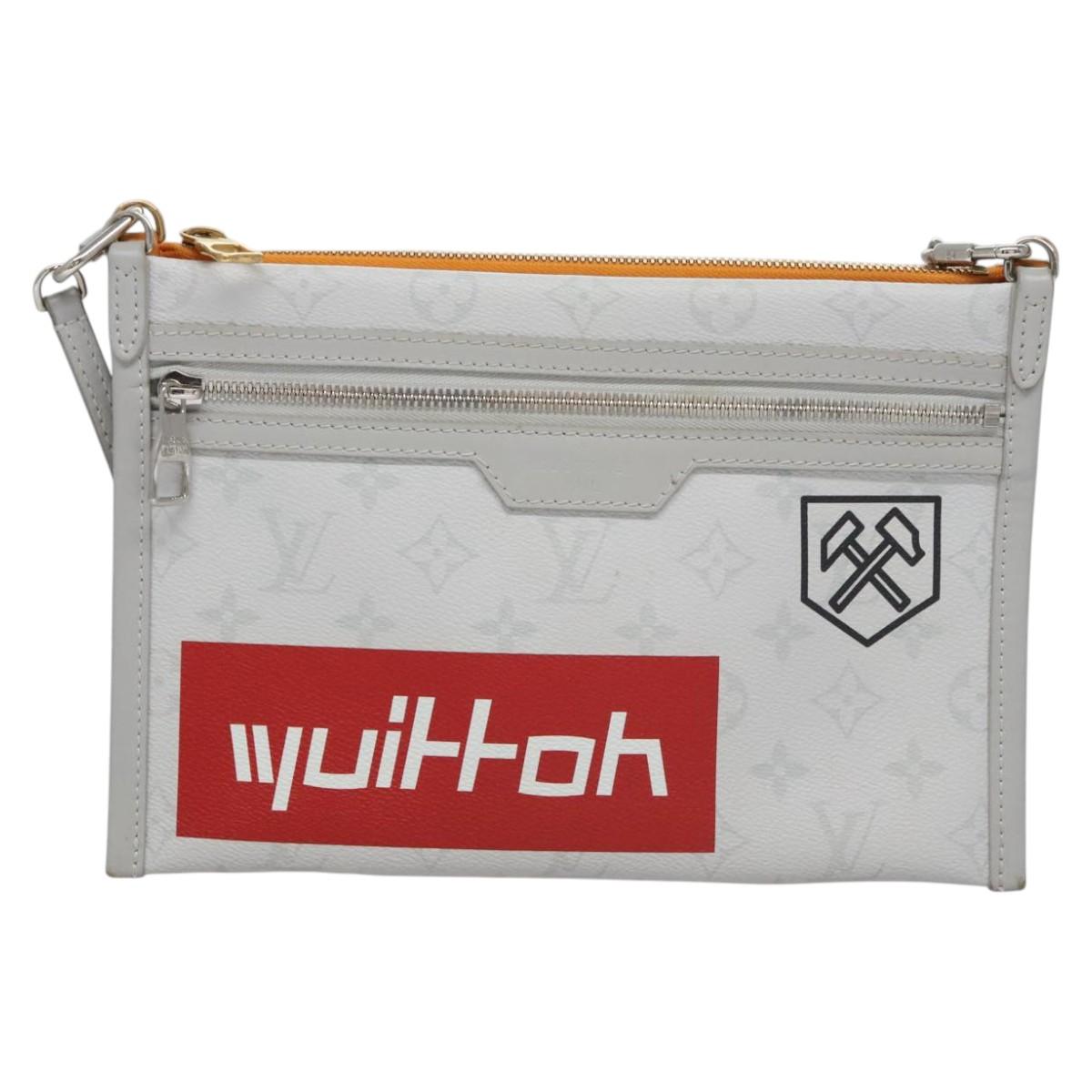 Louis Vuitton Flat messenger, Grey, Canvas, shoulder