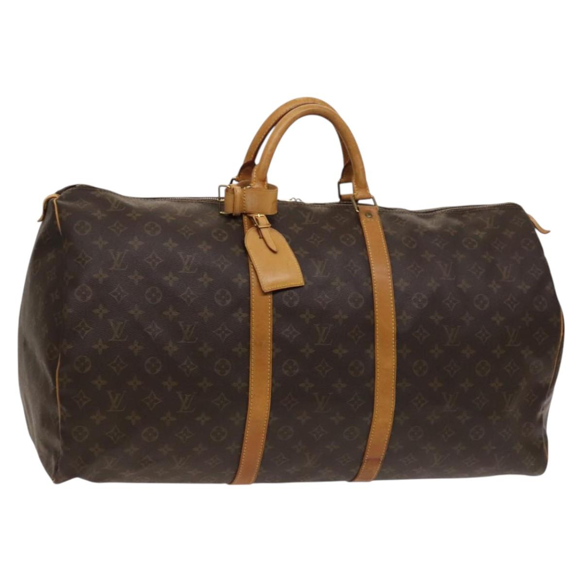 Louis Vuitton Keepall 60, Brown, Canvas, travel