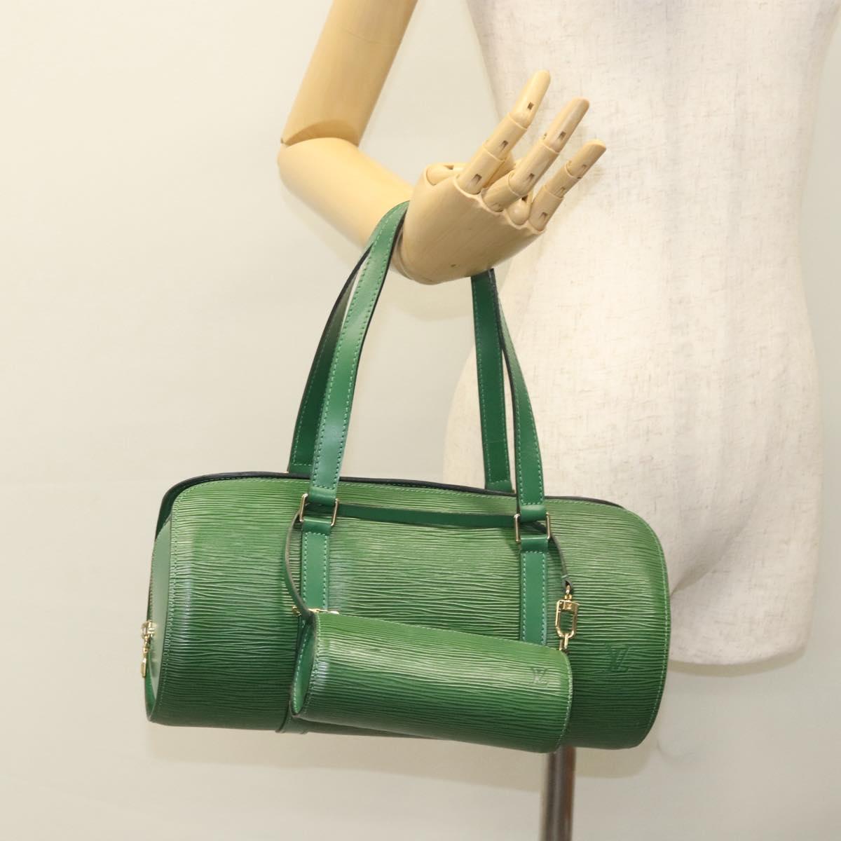 Louis Vuitton Soufflot, Green, Leather, handbag