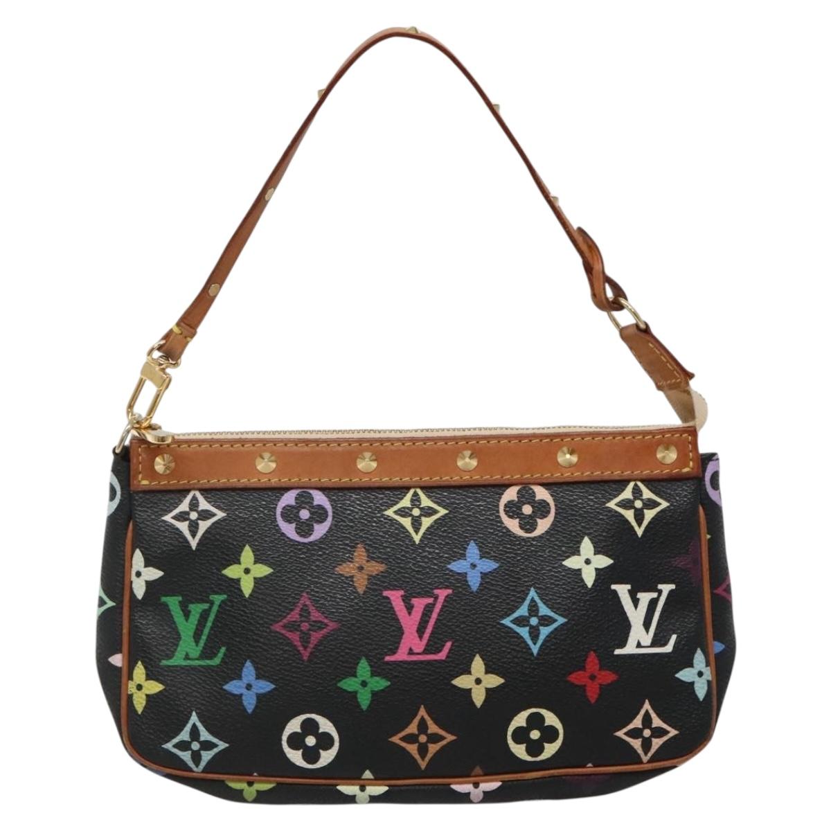 Louis Vuitton Pochette Accessoire, Black, Canvas, clutch