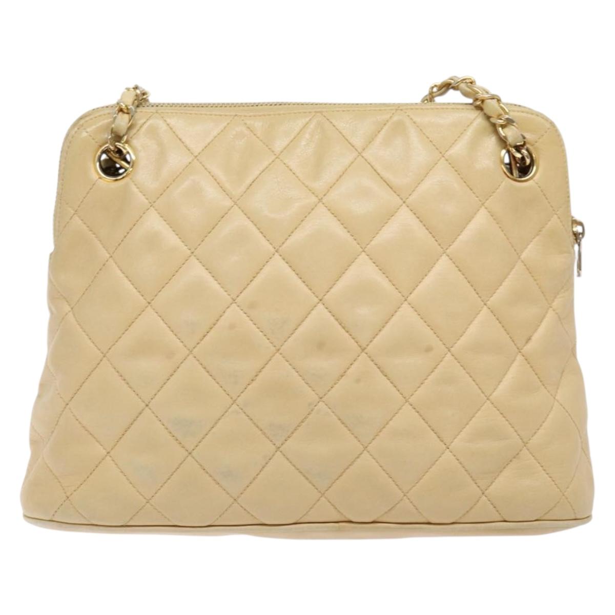 Chanel Quilted, Beige, Leather, shoulder