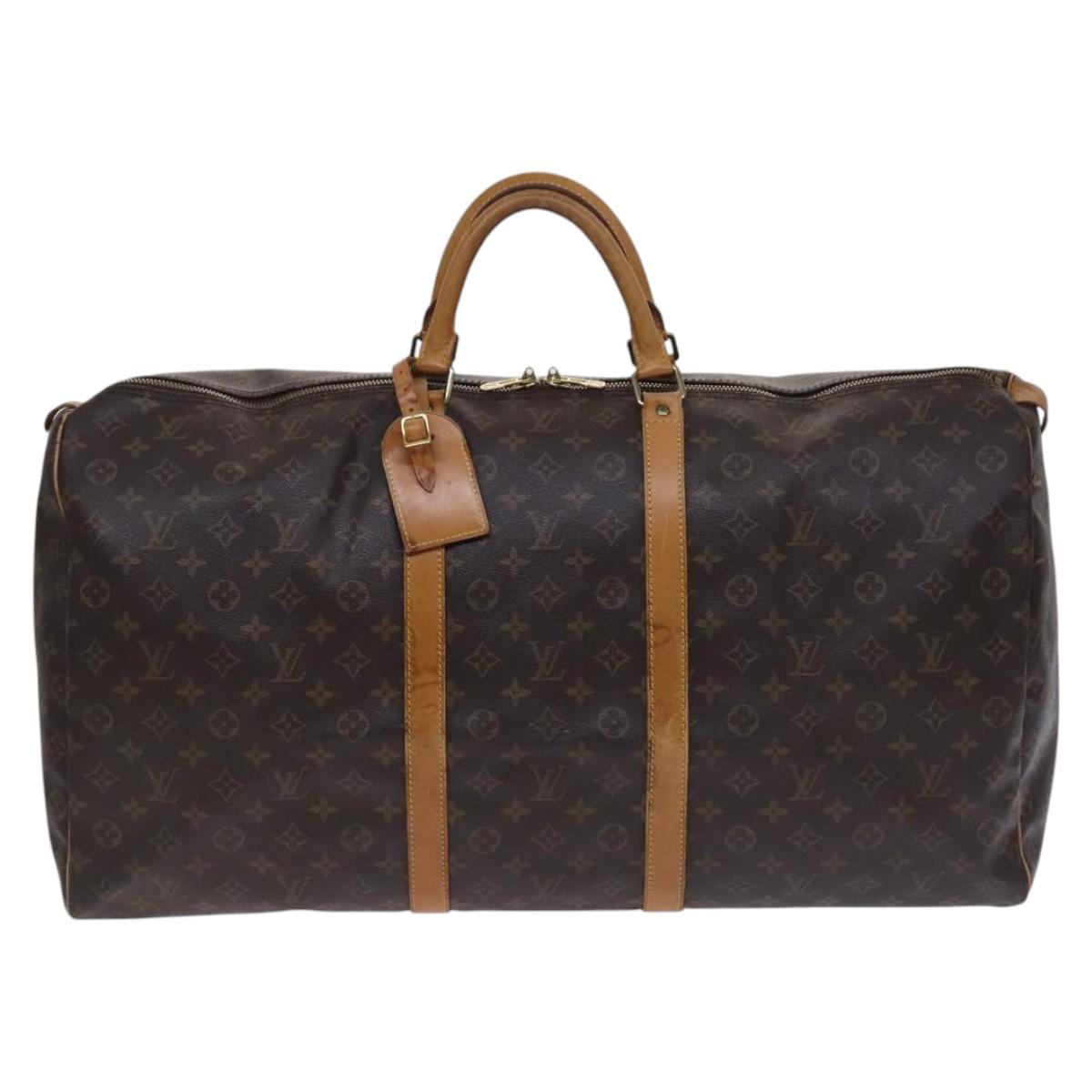Louis Vuitton Keepall 60, Brown, Canvas, travel