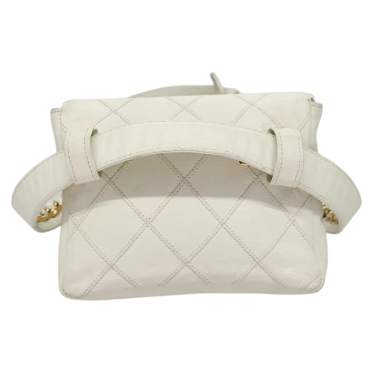 Chanel Cc, White, Leather, shoulder