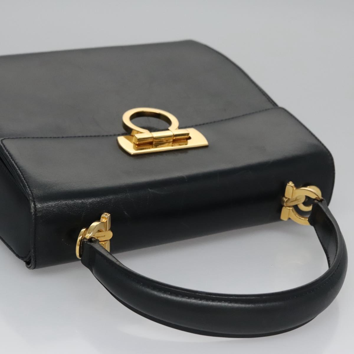 Salvatore Ferragamo Gancini, Black, Leather, handbag