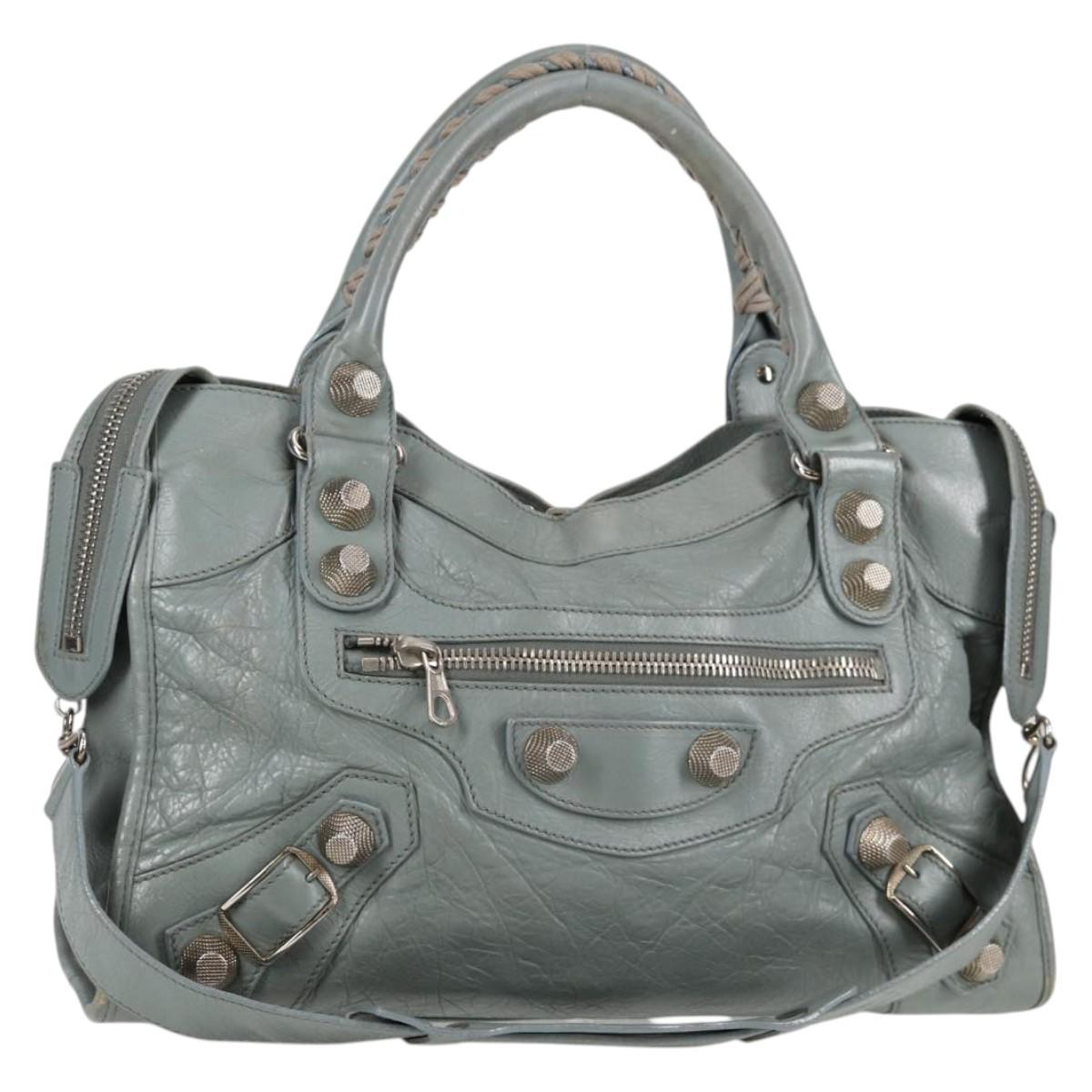 Balenciaga City, GRAY, Leather, handbag