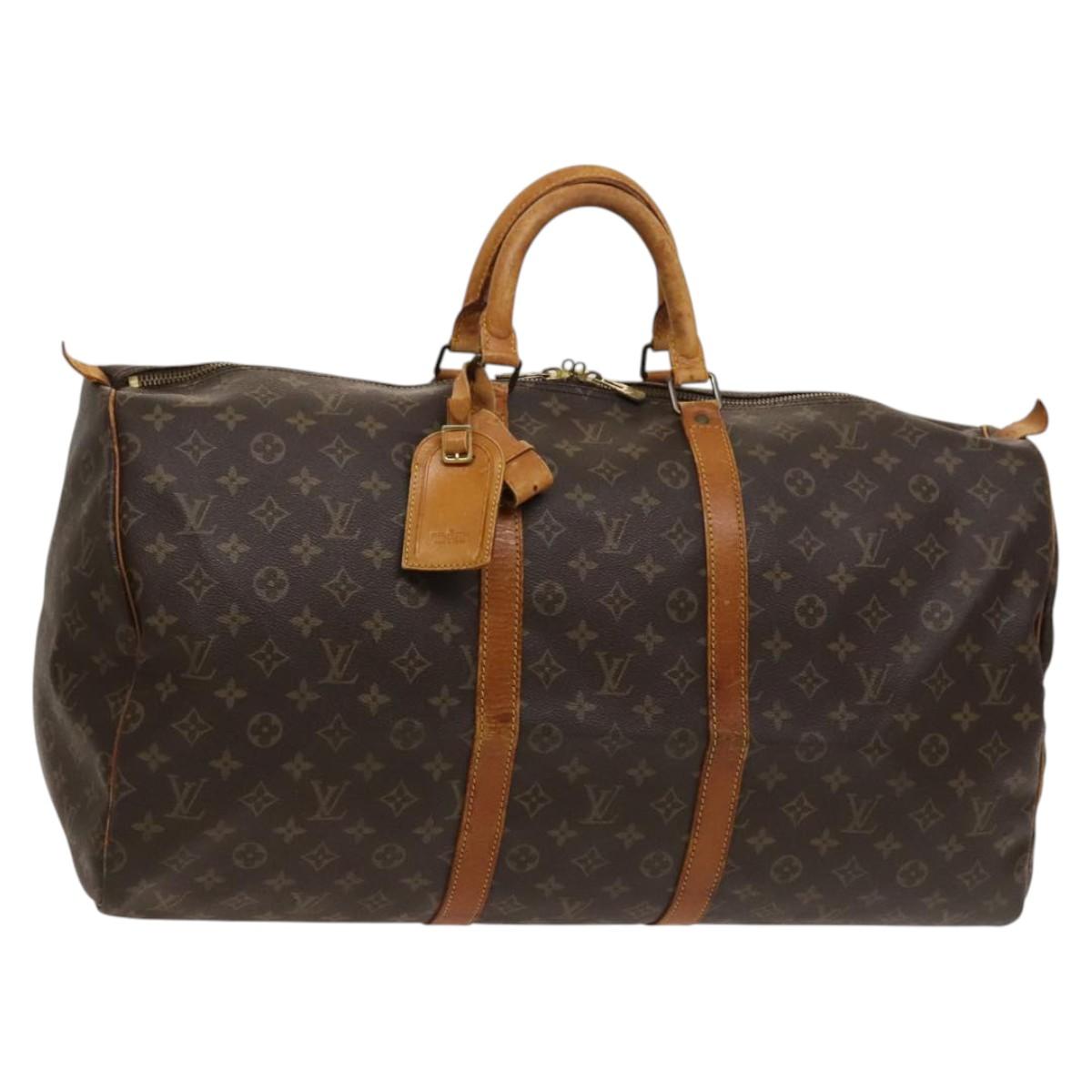 Louis Vuitton Keepall 55, Brown, Canvas, travel