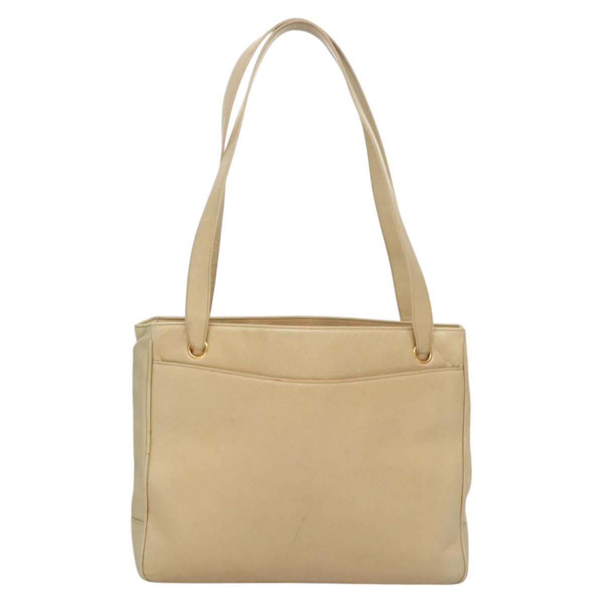 Chanel Coco Mark, Beige, Leather, shoulder