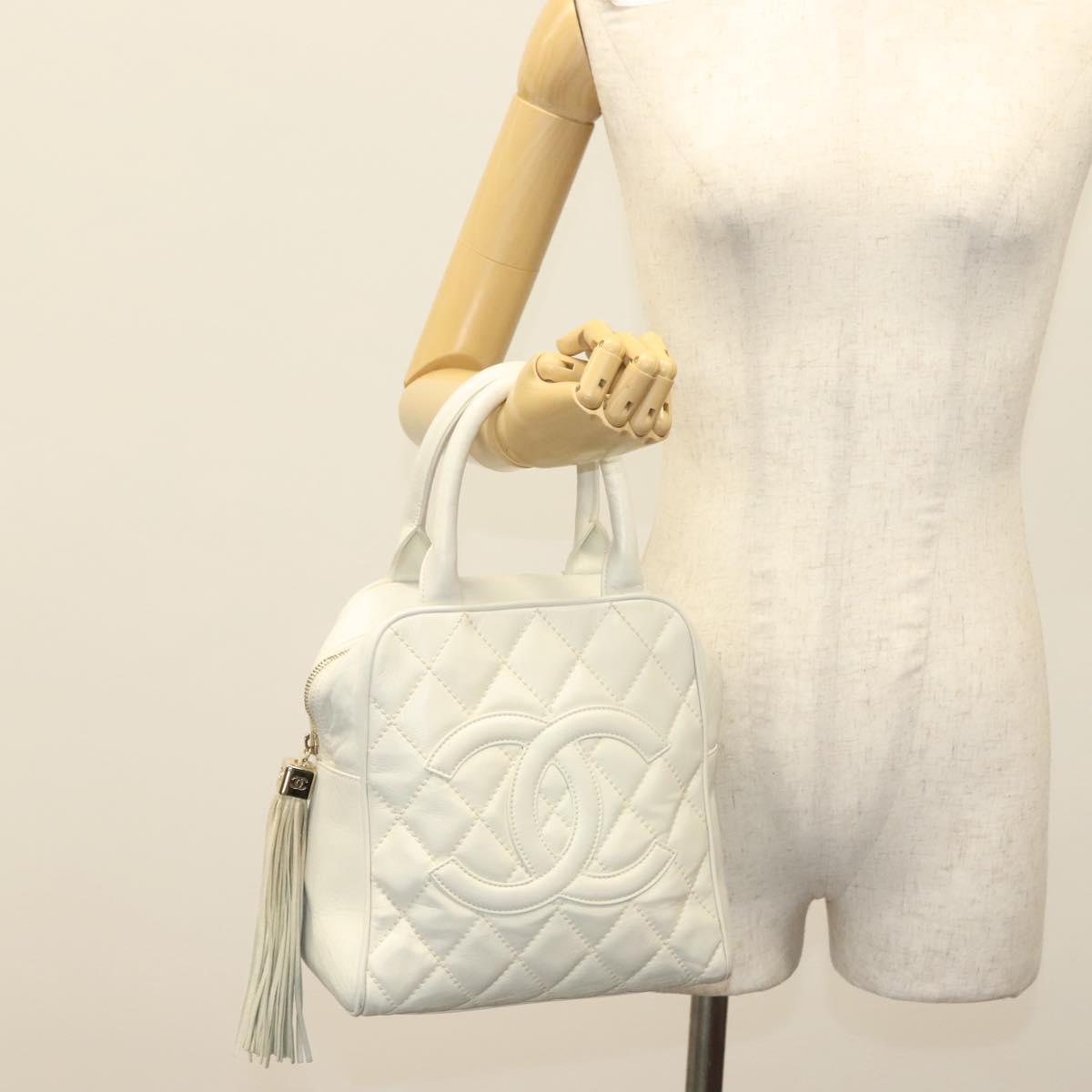 Chanel Coco Mark, White, Leather, handbag
