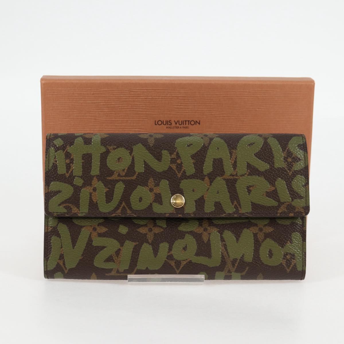Louis Vuitton Porte Monnaie Credit, Khaki, Canvas, wallet