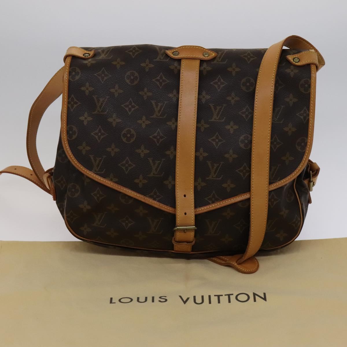 Louis Vuitton Saumur 35, Brown, Canvas, shoulder