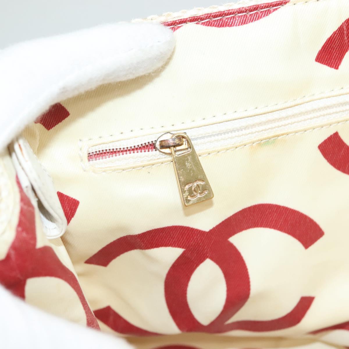 Chanel Logo CC, White, Canvas, shoulder