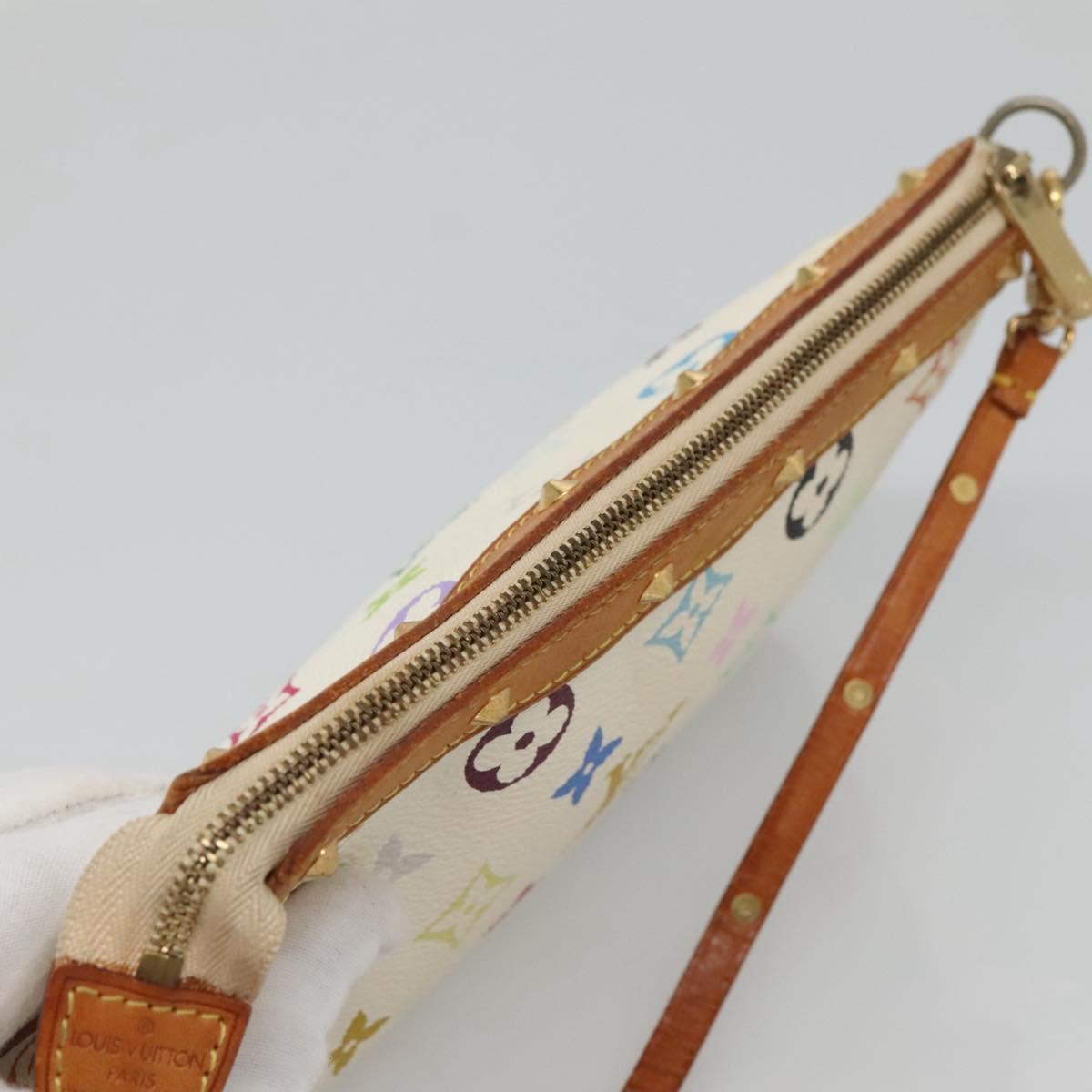 Louis Vuitton Pochette Accessoire, White, Canvas, clutch