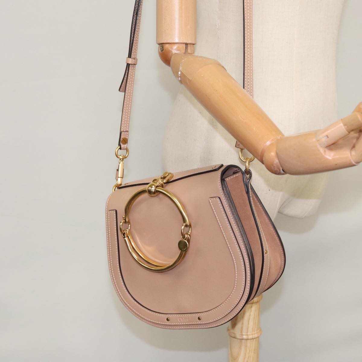 Chloé Nile, Beige, Leather, handbag