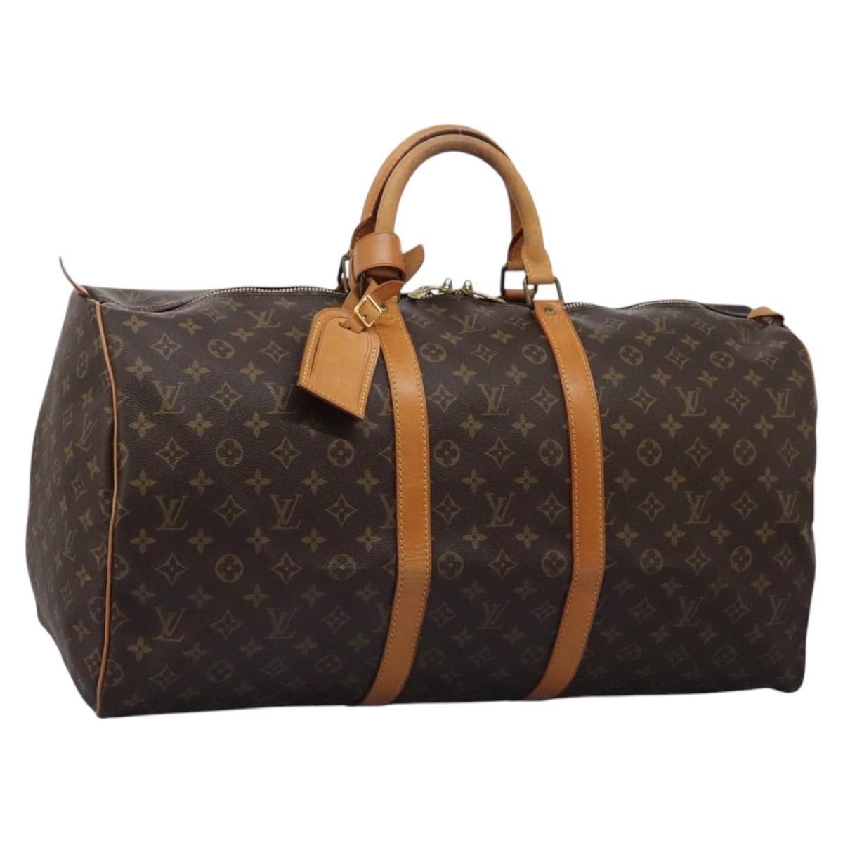 Louis Vuitton Keepall 55, Brown, Canvas, travel
