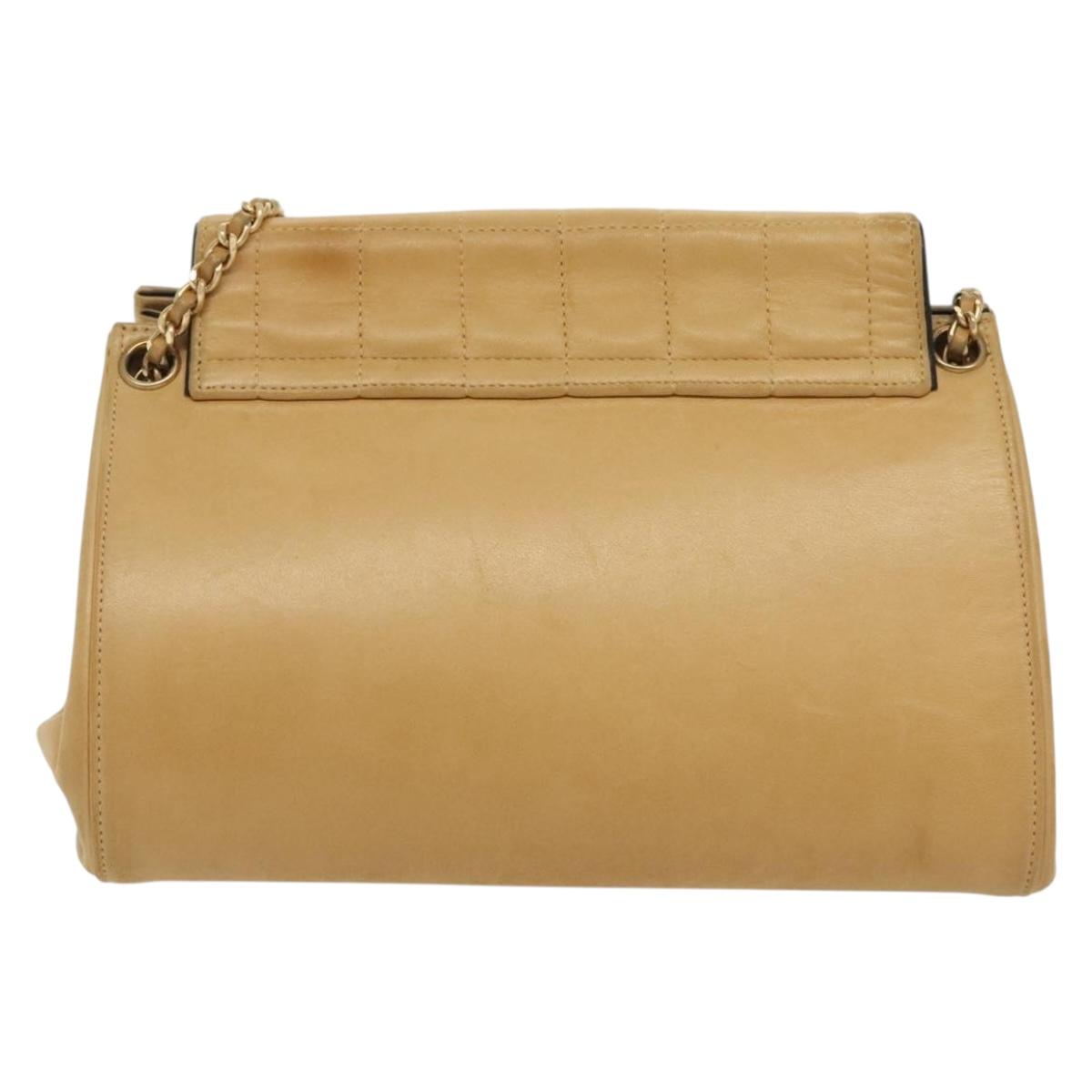 Chanel Chocolate Bar Shoulder Bag, Beige, Leather, shoulder
