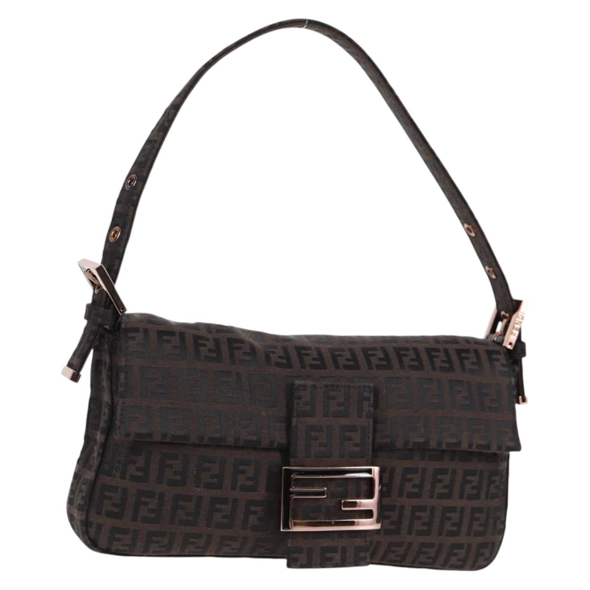 Fendi Baguette, Brown, Canvas, shoulder