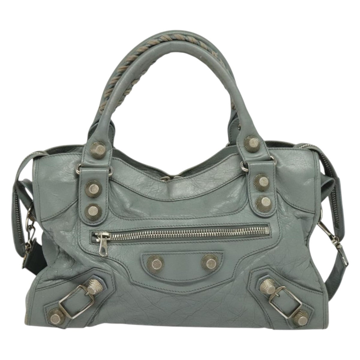 Balenciaga City, GRAY, Leather, handbag