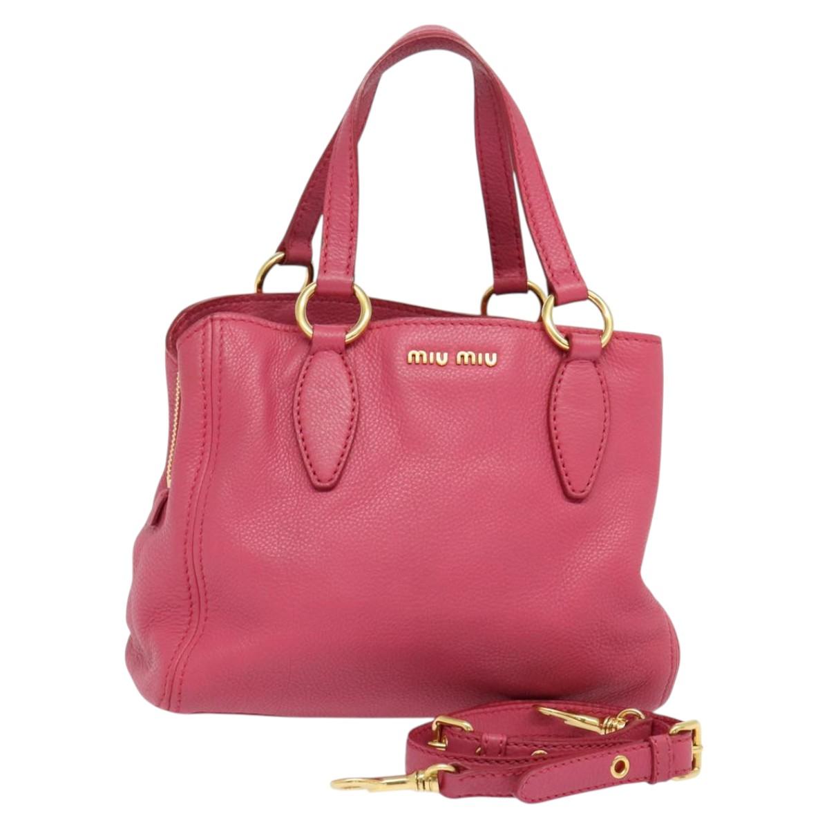 Miu Miu Vitello, Pink, Leather, handbag