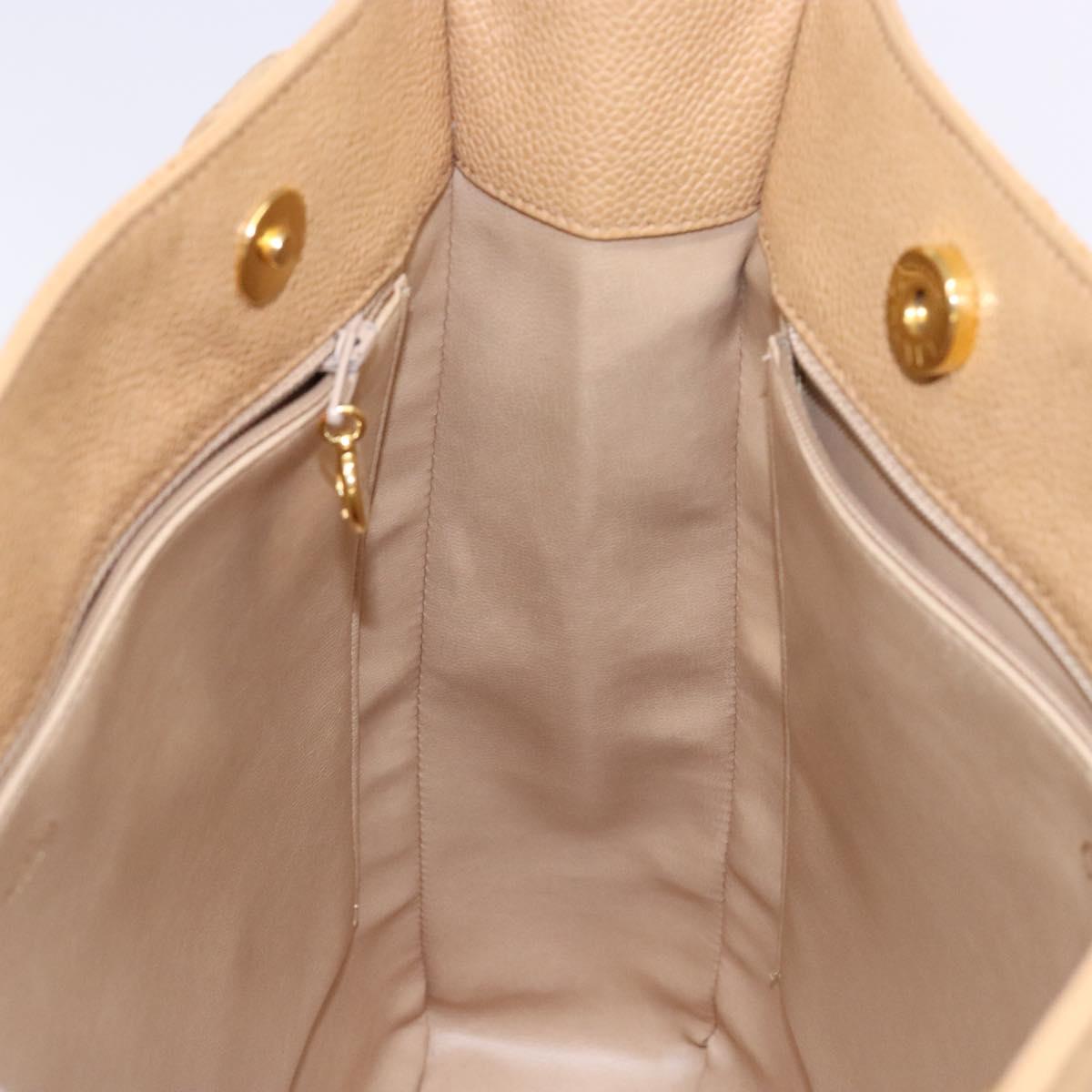 Chanel Coco Mark, Beige, Leather, tote