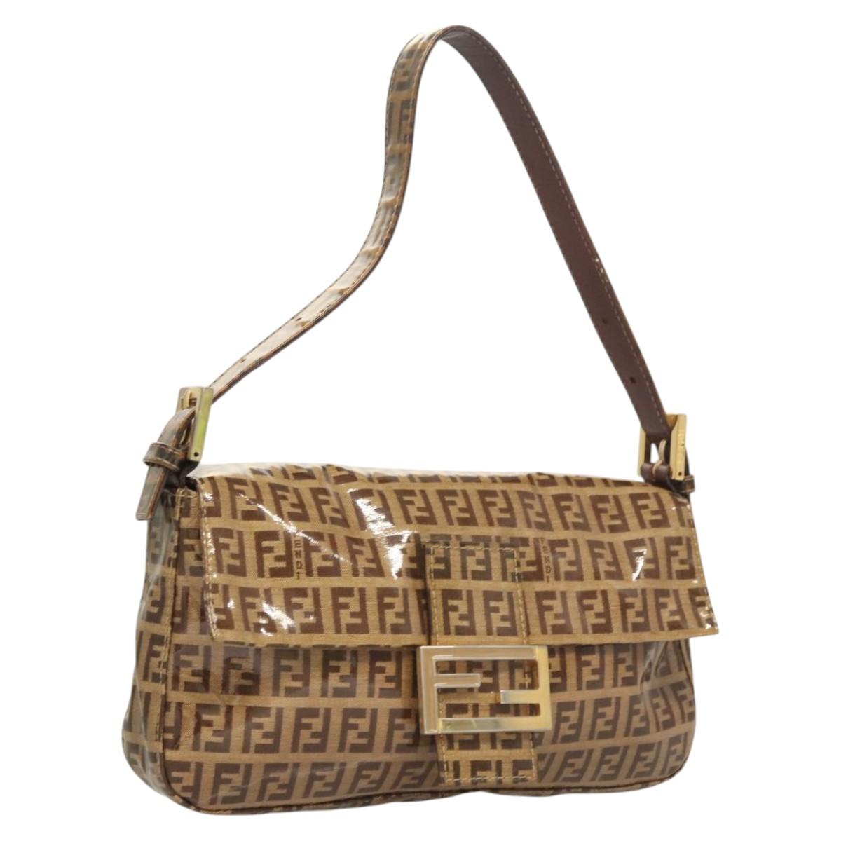 Fendi Baguette, Brown, Canvas, shoulder