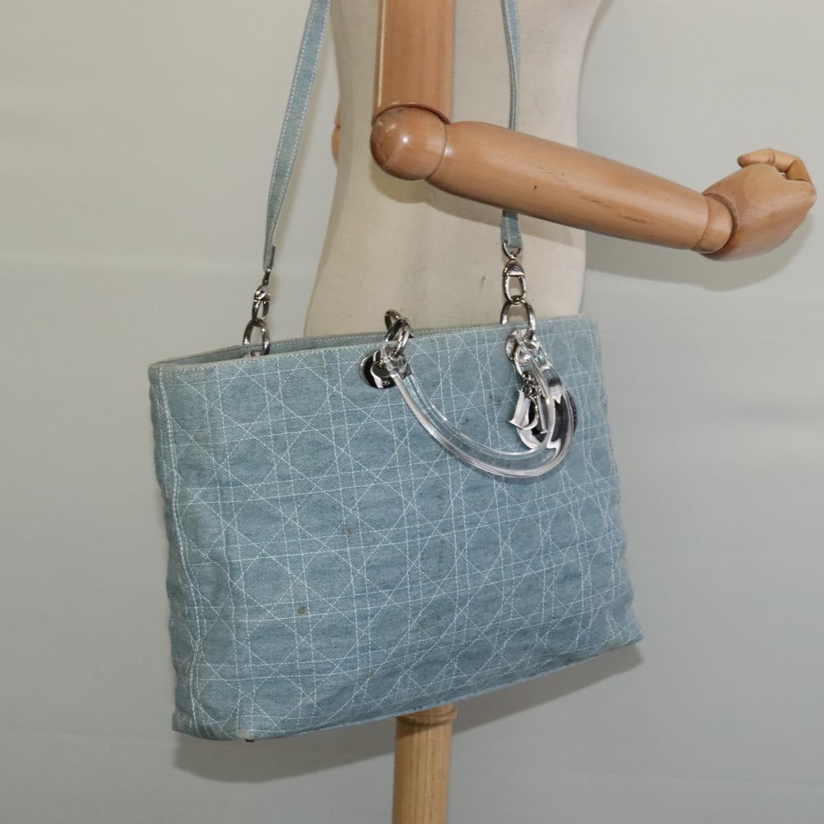Dior Lady Dior, Blue, Canvas, handbag