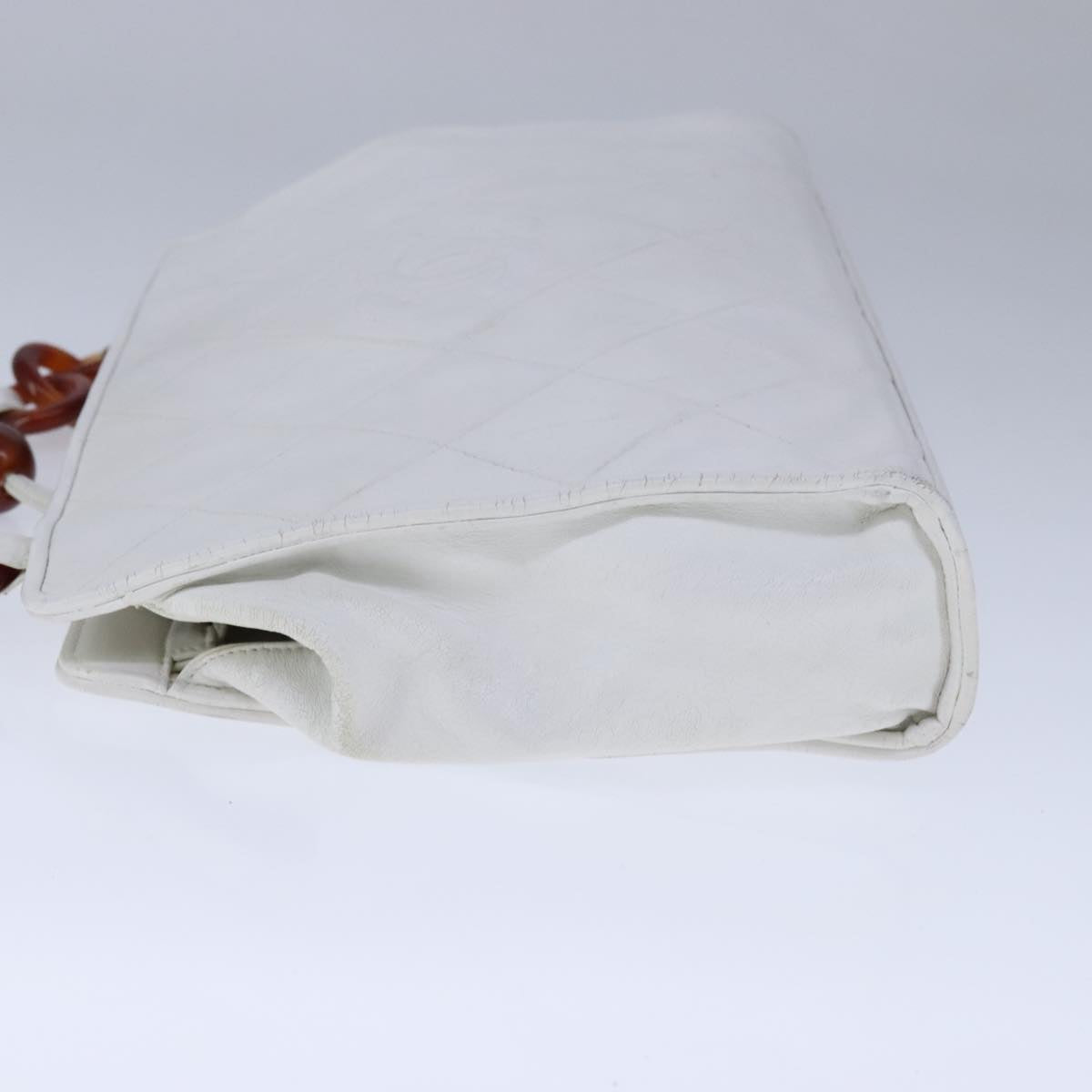 Chanel Cc, White, Leather, shoulder
