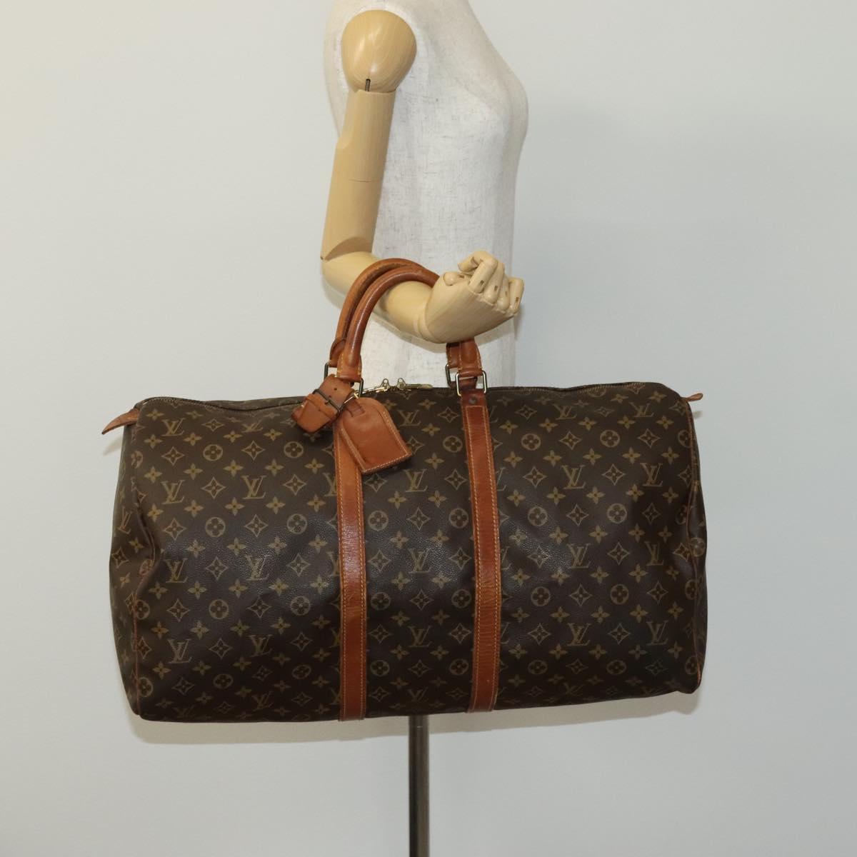 Louis Vuitton Keepall 55, Brown, Canvas, travel