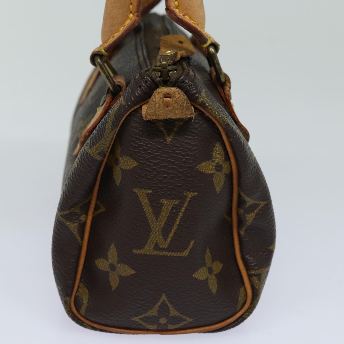 Louis Vuitton Nano Speedy, Brown, Canvas, handbag