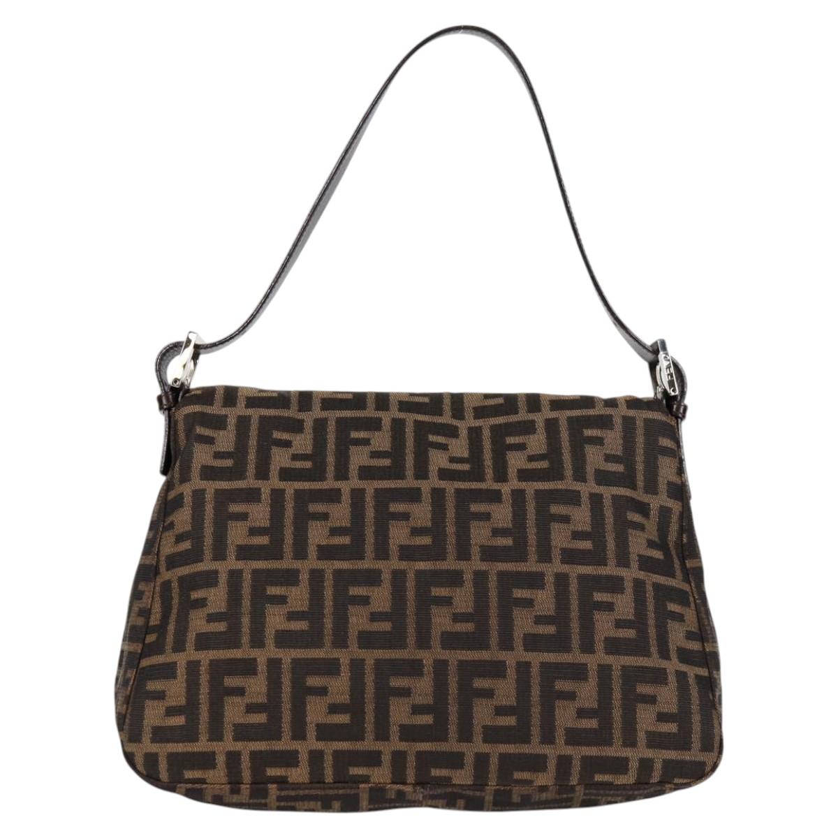 Fendi Mamma Baguette, Black, Canvas, shoulder
