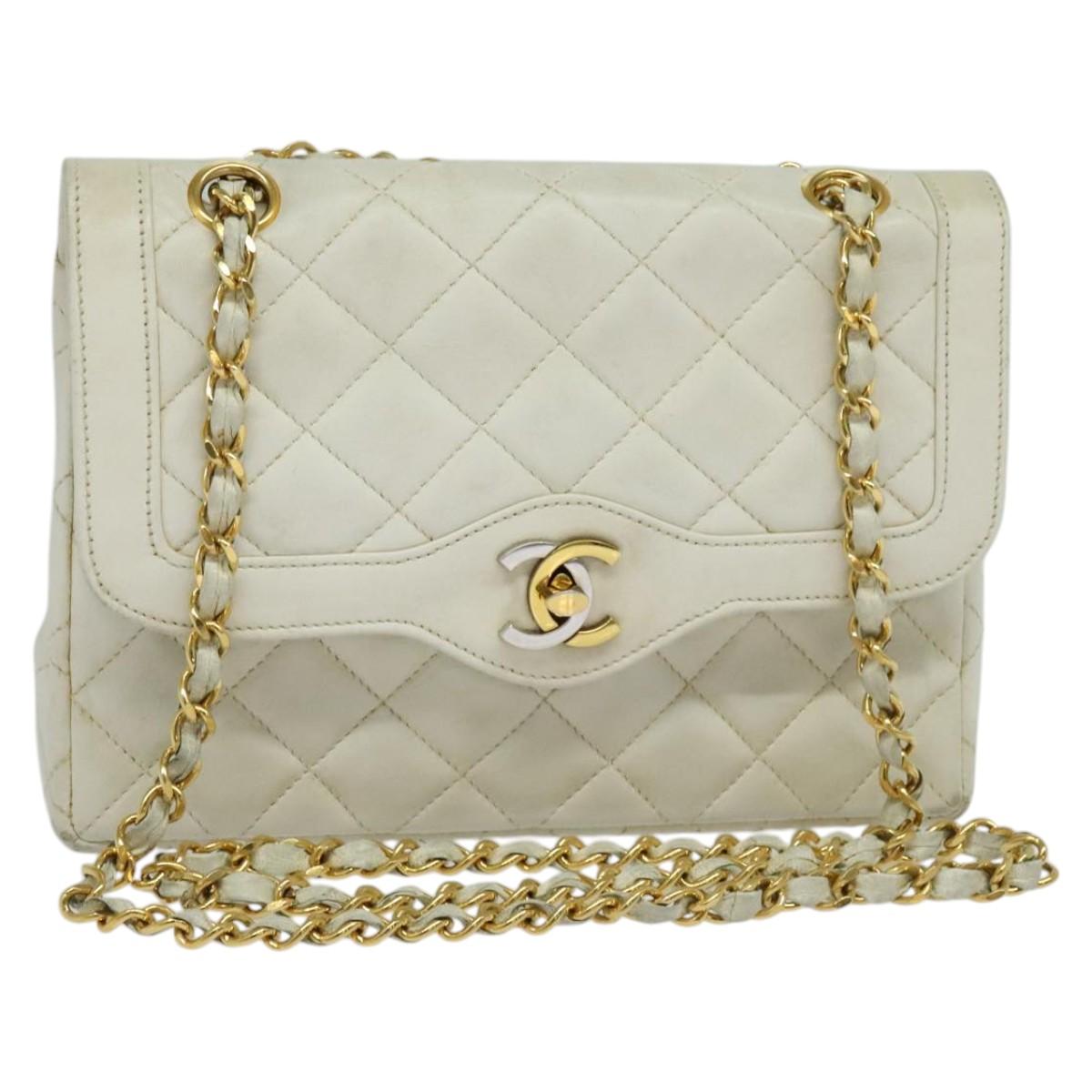 Chanel Double flap, White, Leather, handbag