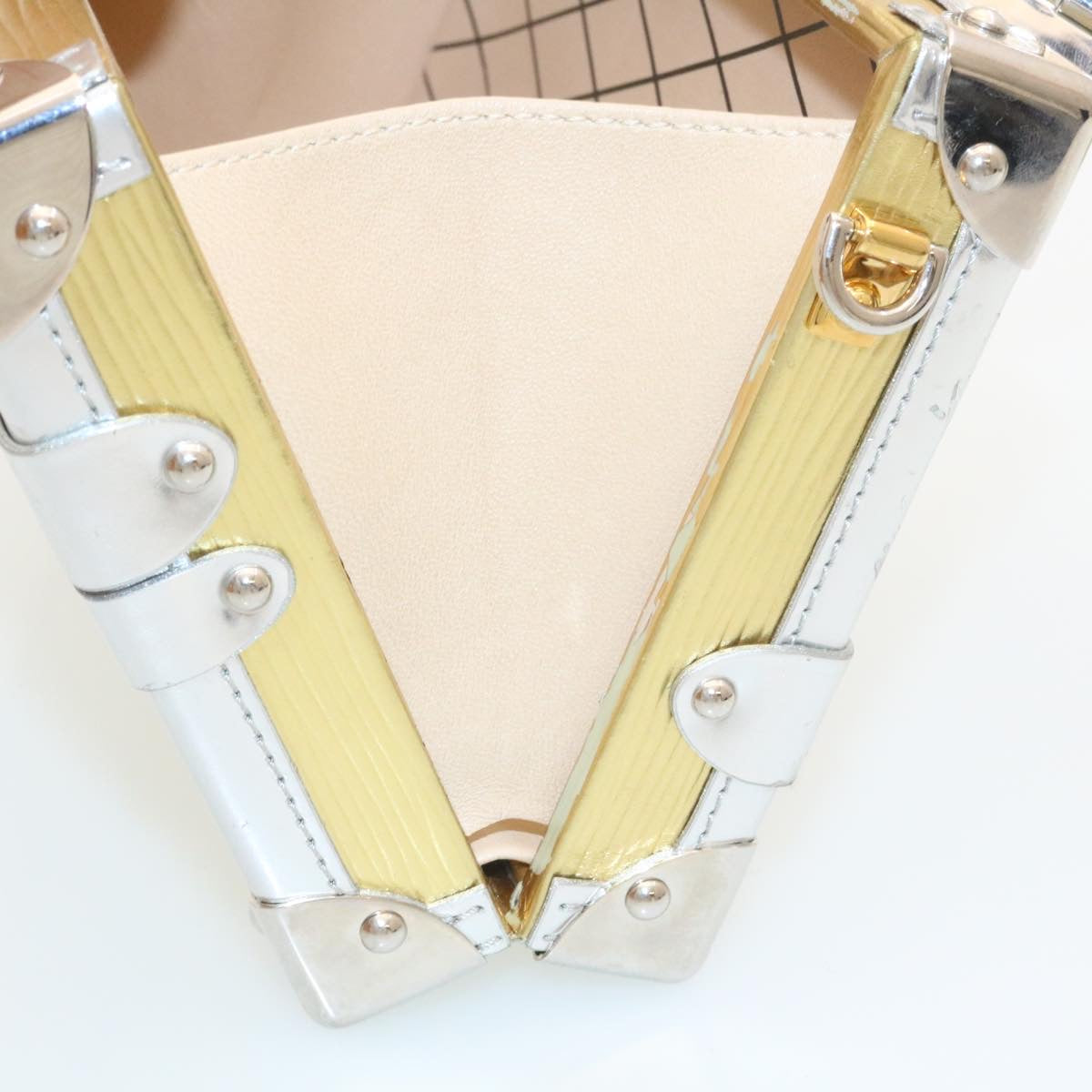 Louis Vuitton Sac Petit Malle, Silver, Leather, shoulder