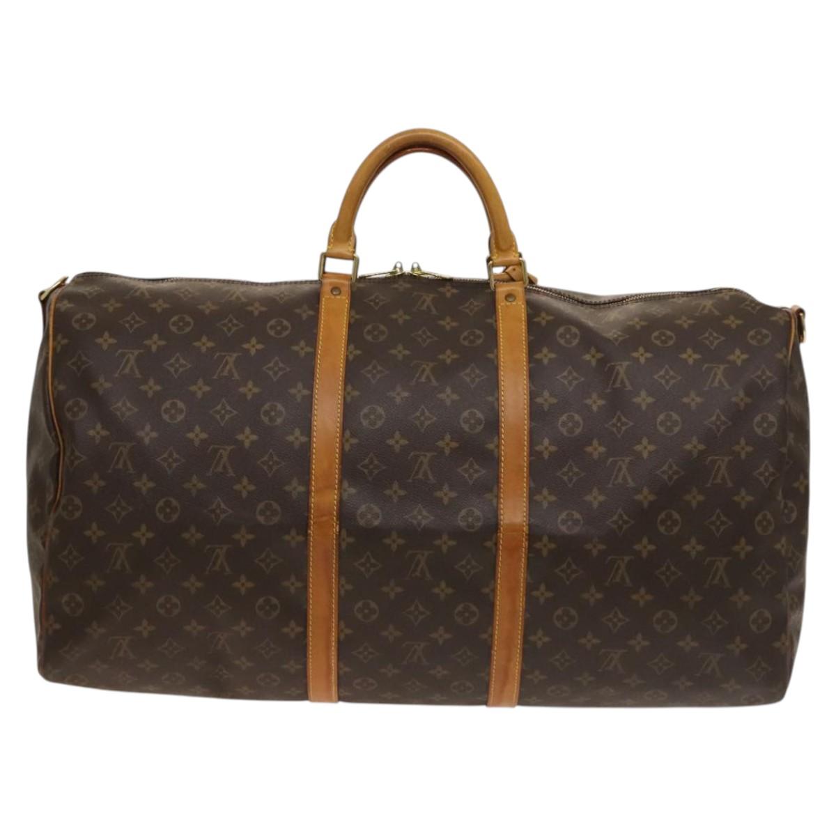 Louis Vuitton Keepall Bandoulière 60, Brown, Canvas, travel