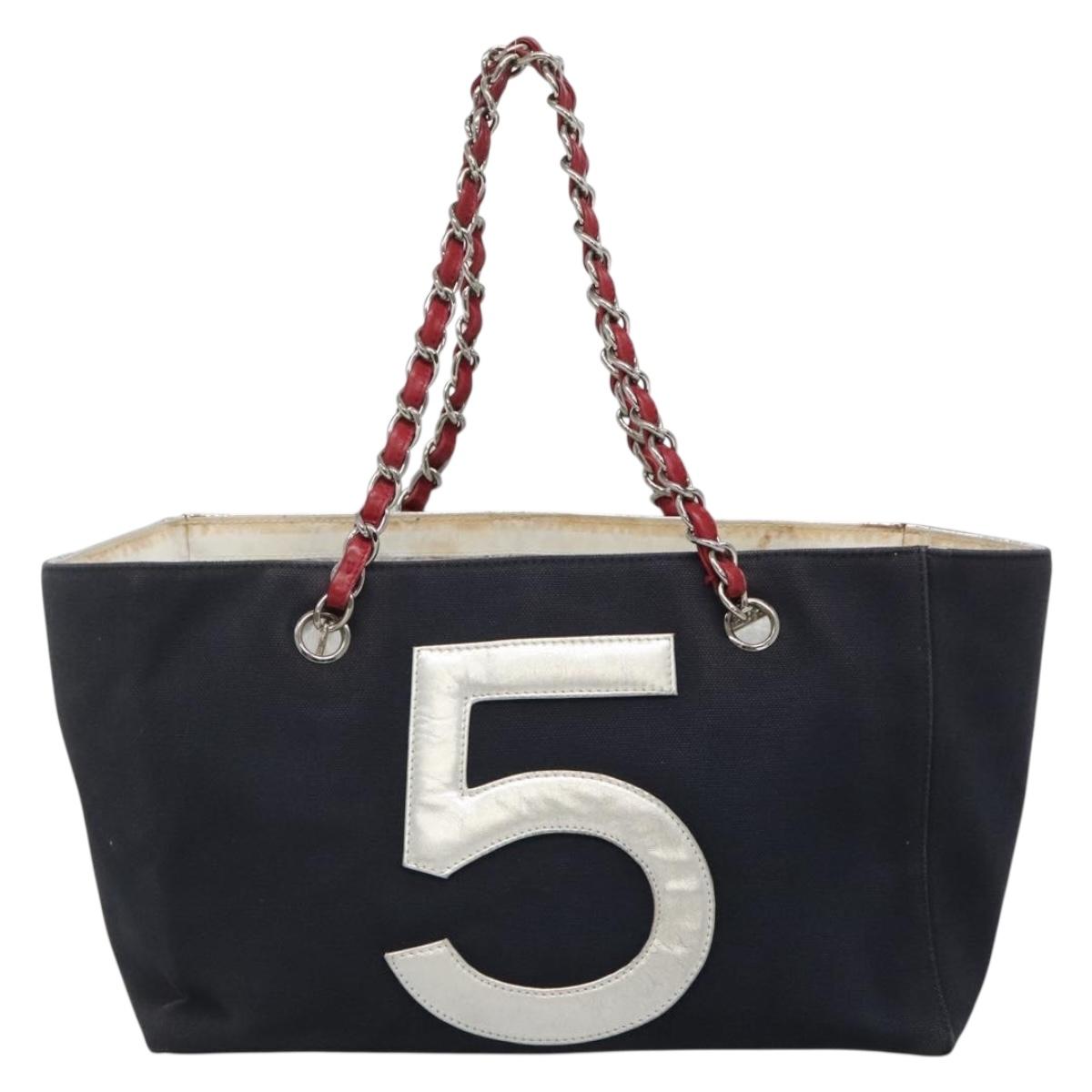 Chanel Numero 5, Navy, Canvas, shoulder