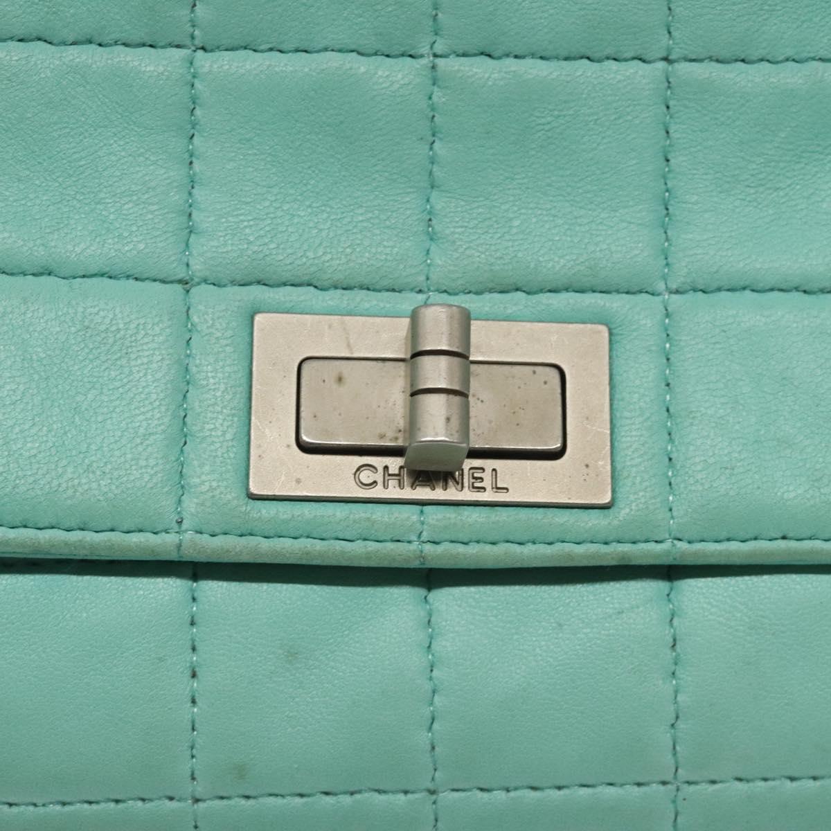 Chanel Chocolate bar, Blue, Leather, shoulder
