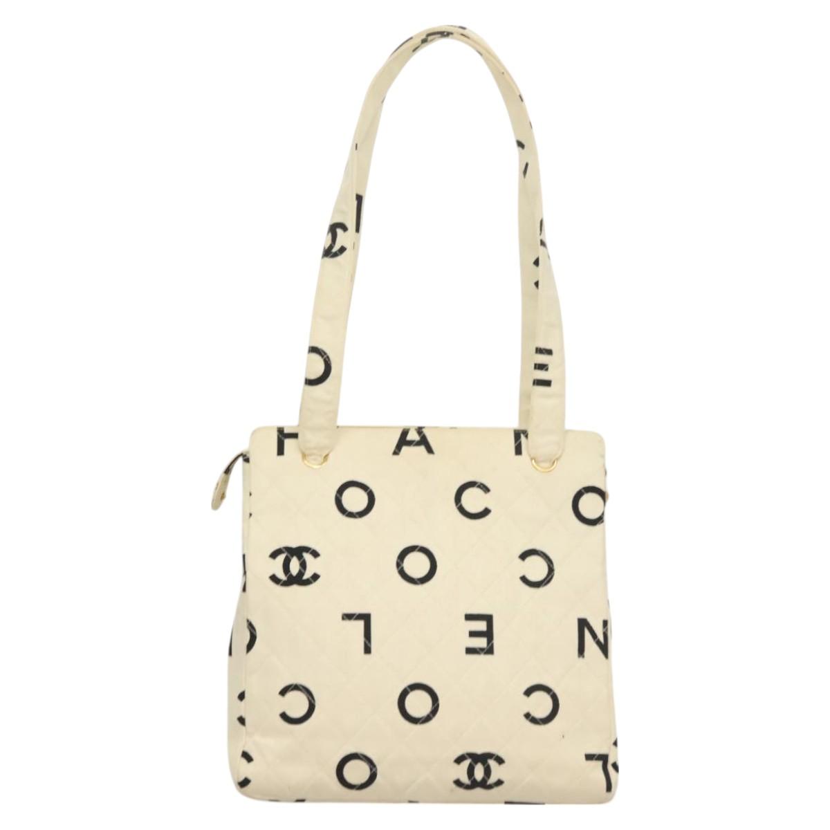 Chanel Cc, White, Canvas, tote