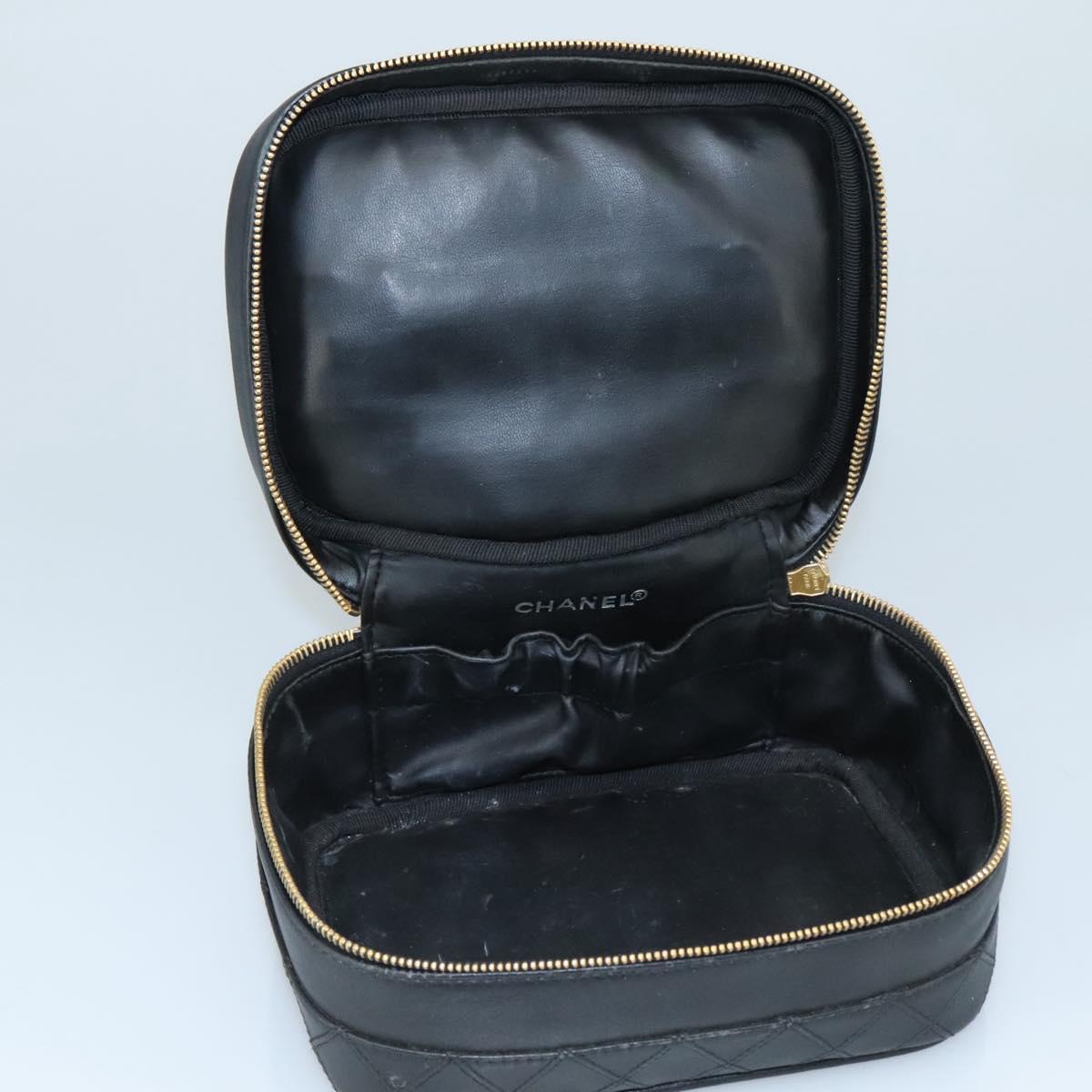 Chanel Vanity, Black, Leather, clutch