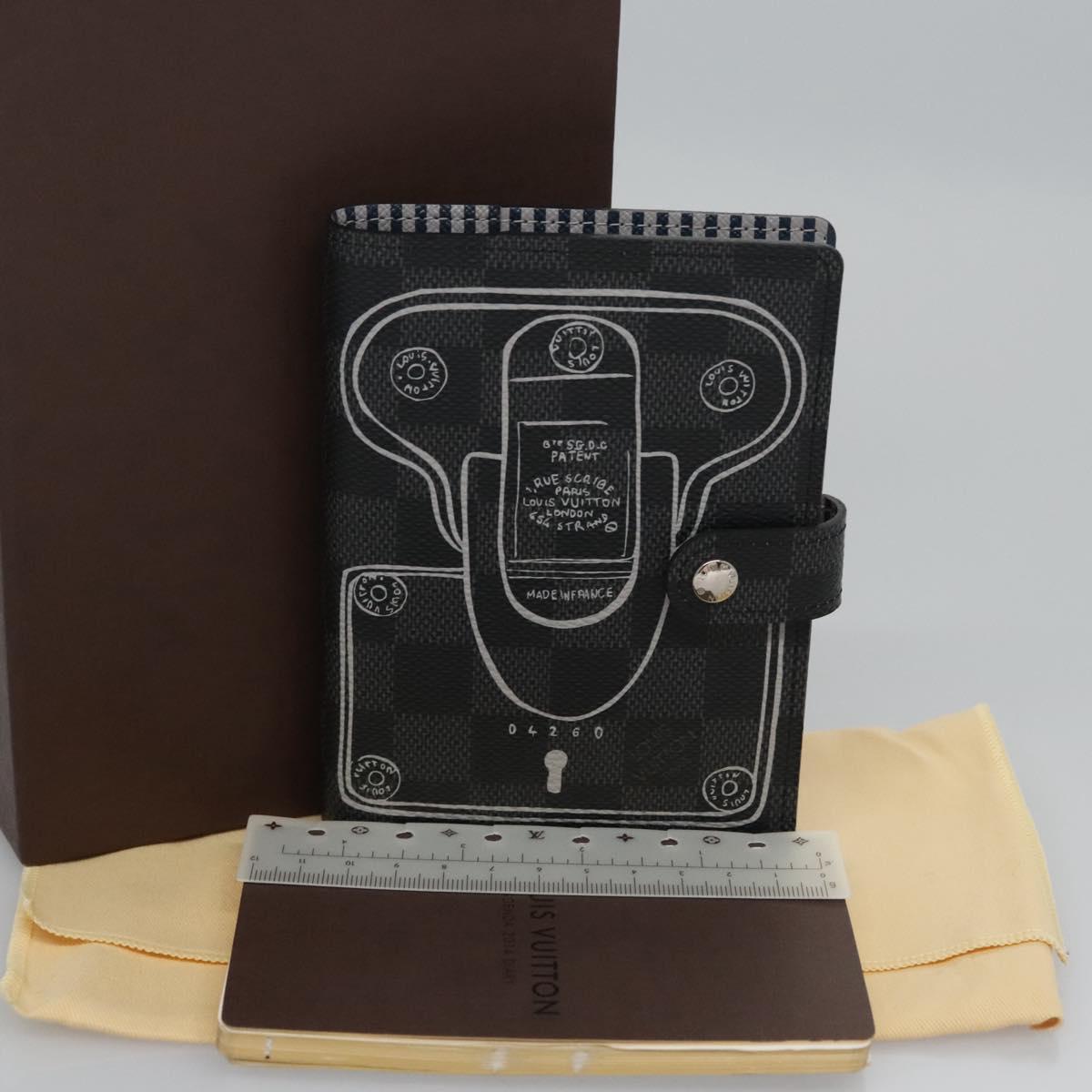 Louis Vuitton Agenda PM, Black, Canvas, wallet