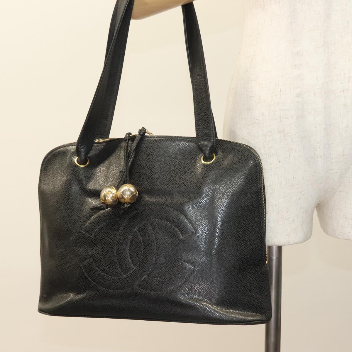 Chanel Coco Mark, Black, Leather, tote