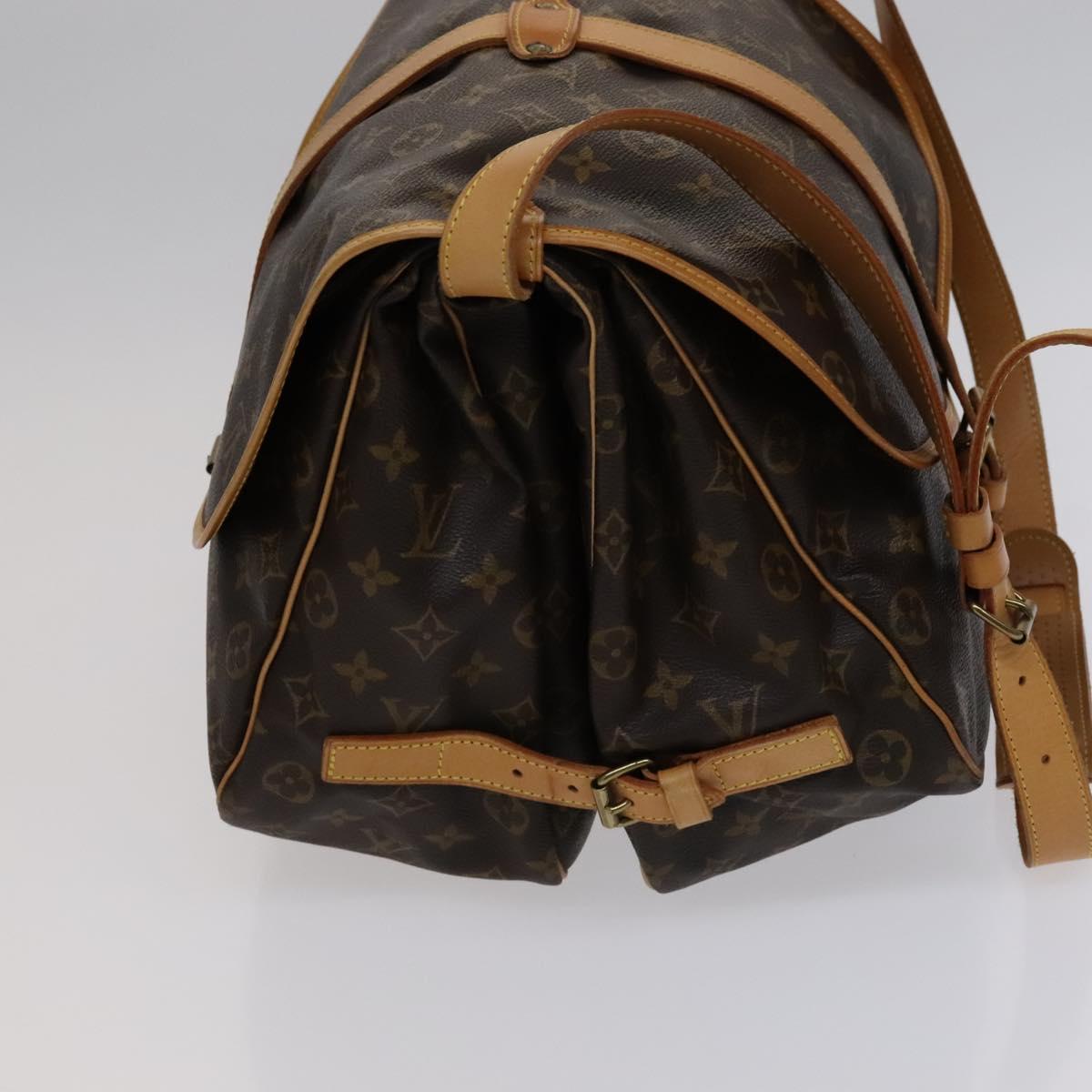 Louis Vuitton Saumur 35, Brown, Canvas, shoulder